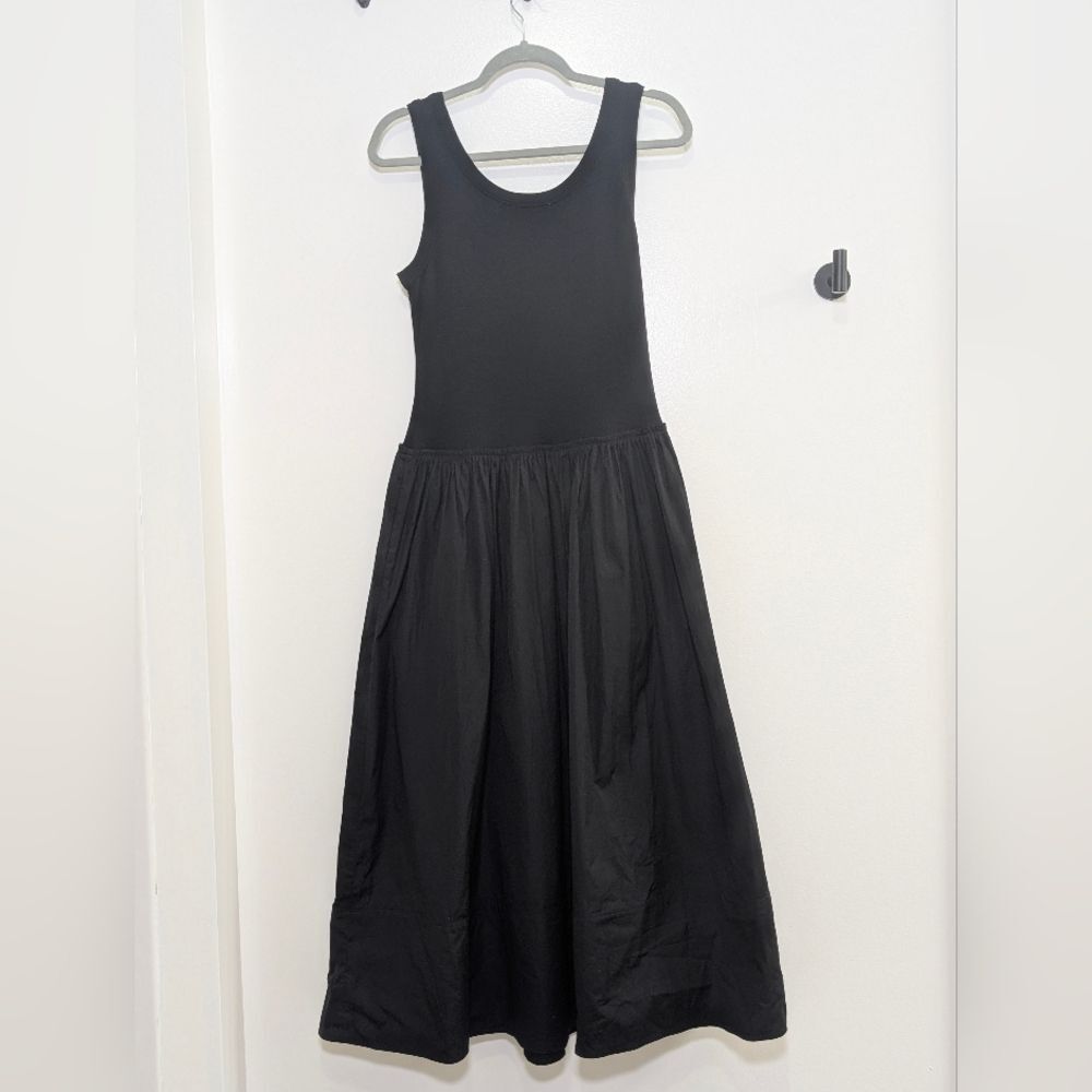 Madewell Black Mixed Poplin Scoopneck Maxi Dress XXS NWT Minimalist Quiet Luxury - Picture 3 of 11